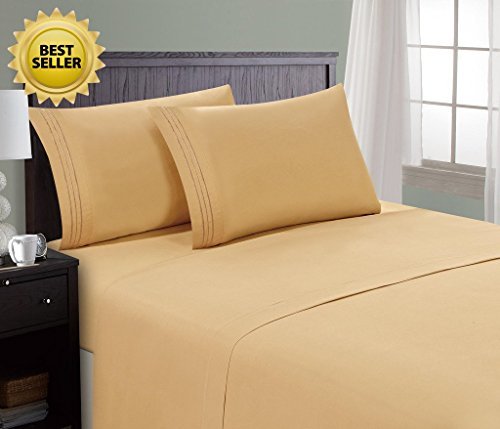 Book Cover HC COLLECTION Hotel Luxury Comfort Bed Sheets Set, 1800 Series Bedding Set, Deep Pockets, Wrinkle & Fade Resistant, Hypoallergenic Sheet & Pillow Case Set(King, Camel Gold)