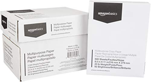Book Cover AmazonBasics Multipurpose Copy Printer Paper - White, 8.5 x 11 Inches, 5 Ream Case (2,500 Sheets)
