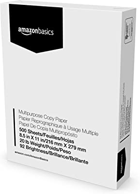 Book Cover Amazon Basics 92 Bright Multipurpose Copy Paper - 8.5 x 11 Inches, 1 Ream (500 Sheets)