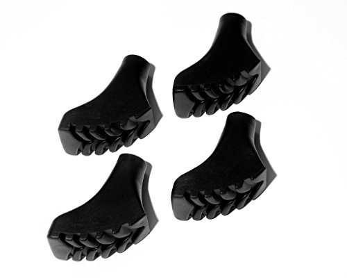 Hiker Hunger Extra Durable Rubber Feet Replacement: Trekking, Hiking, and Snowshoe Poles Accessories & Replacements Fits Most Walking Poles (4 Pack of Rubber Feet) - USA Based Brand