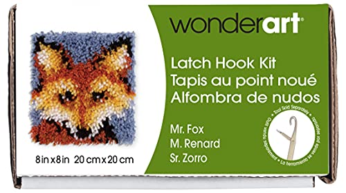 Wonderart Mr. Fox Latch Hook Kit, 8" x 8"