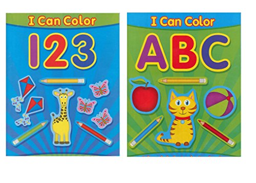 Book Cover Paper Craft Coloring Books for Kids, ABC and 123, I Can Color Coloring and Educational Books, Learning Coloring Books for Young Baby and Toddlers, Featured Letters and Numbers to Color, 2 Piece
