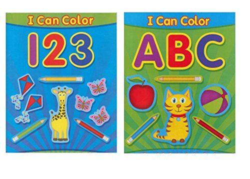 Paper Craft Coloring Books for Kids, ABC and 123, I Can Color Coloring and Educational Books, Learning Coloring Books for Young Baby and Toddlers, Featured Letters and Numbers to Color, 2 Piece