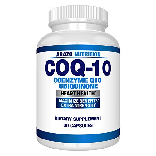 Book Cover CoQ10 Ubiquinone Coenzyme Q10-200mg Maximum Strength Nutritional Supplement - High Absorption Capsules with No Soy - Arazo Nutrition