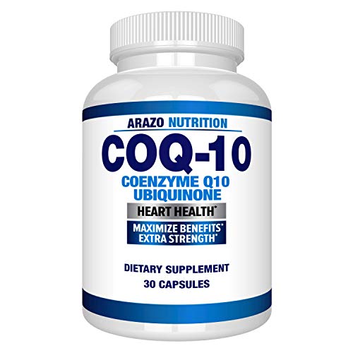 CoQ10 Ubiquinone Coenzyme Q10-200mg Maximum Strength Nutritional Supplement - High Absorption Capsules with No Soy - Arazo Nutrition