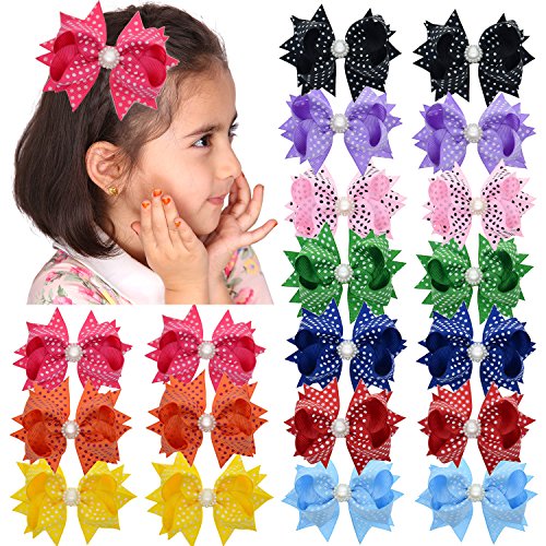 LCLHB 20 Piece 3 inches Baby Girls Ribbon Bow with Clips for Hair