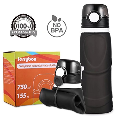 Book Cover Jerrybox Collapsible Water Bottle - 26 oz with BPA Free Silicone Leak Proof Foldable Sports Bottle for Sports Outdoor Travel Camping Picnic