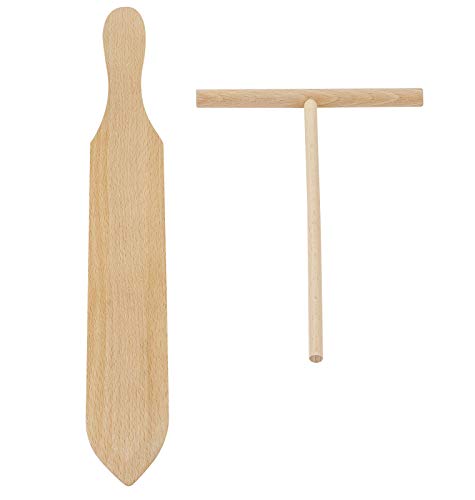 Book Cover BICB Beechwood Crepe Spreader and Spatula - 2 Piece Set (5.7-inch Spreader and 14-inch Spatula)