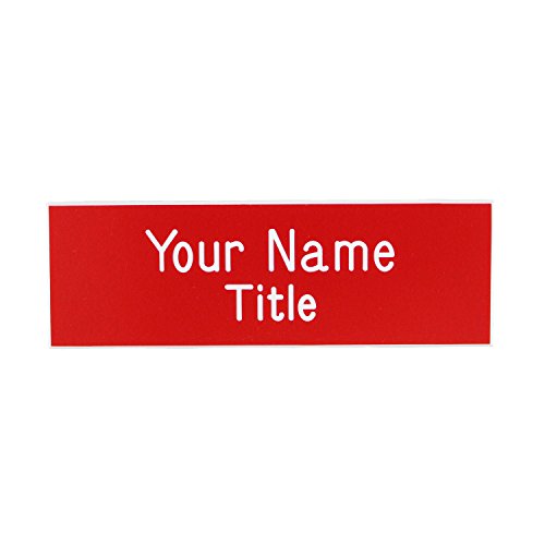 Book Cover Name Badges - Name Tags - Custom Engraved with Magnet Fastener (Red/White)