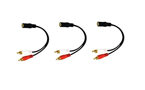 Book Cover 3 Pack 2 x RCA Male, 1 X 3.5mm Stereo Female, Y-Cable 6 Inch, CNE614083