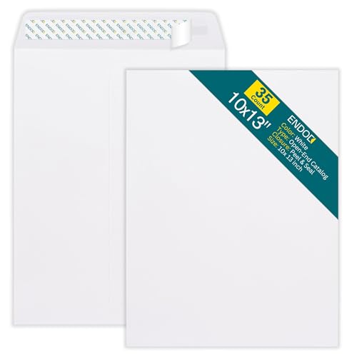 10x13 Self Seal Catalog Envelopes-Color Bright White Large Envelope-28lb Open End-Pck 35 10 x 13
