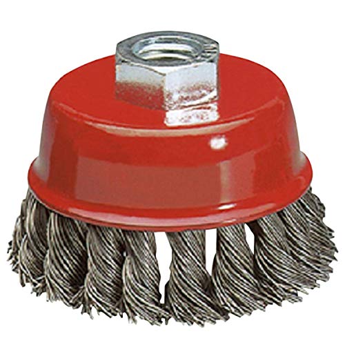 Katzco Wire Wheel Brush Cup - 4 Inches Heavy Duty and Durable Knotted Grinder Brush – for Rust, Corrosion and Paint Removal