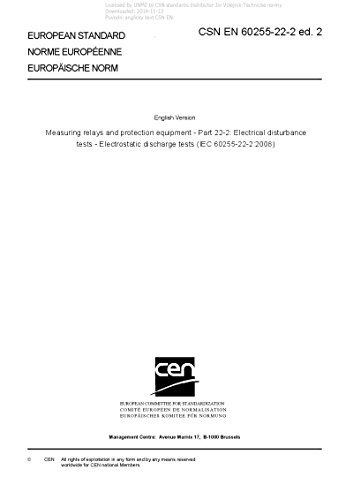 CSN EN 60255-22-2 ed. 2 - Measuring relays and protection equipment - Part 22-2: Electrical disturbance tests - Electrostatic discharge tests (IEC 60255-22-2:2008)