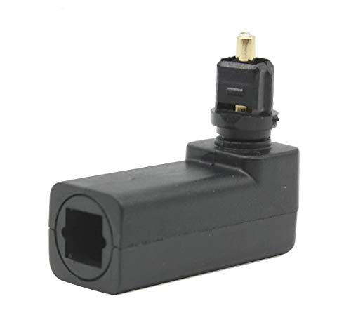 C-zone 360 Degree Digital Fiber Optic Toslink Right Angle 90 Degree Female to 3.5 mm Mini Male Optical Audio Connector Adapter (2 Pack)