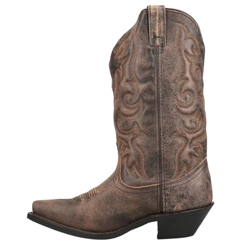 Laredo Womens Access Goat Snip Toe Dress Boots Mid Calf Low Heel 1-2" - Brown