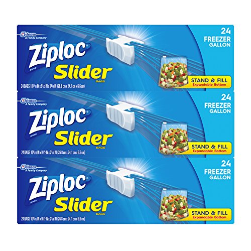 Ziploc Slider Freezer Bags, Gallon, 3 Pack, 24 ct