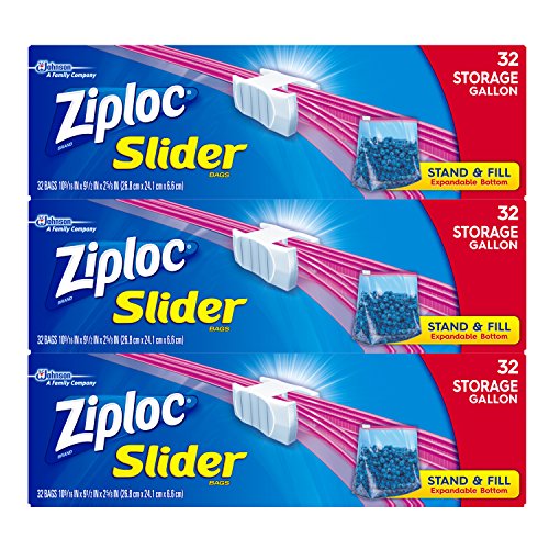 Ziploc Gallon Slider Storage Bags, 32 ct (Pack of 3) 96 total bags