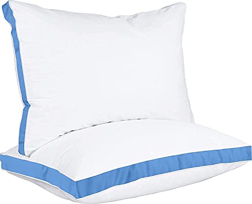 Book Cover Utopia Bedding Gusseted Pillow (2-Pack) Premium Quality Bed Pillows - Side Back Sleepers - Blue Gusset - Queen - 18 x 26 Inches