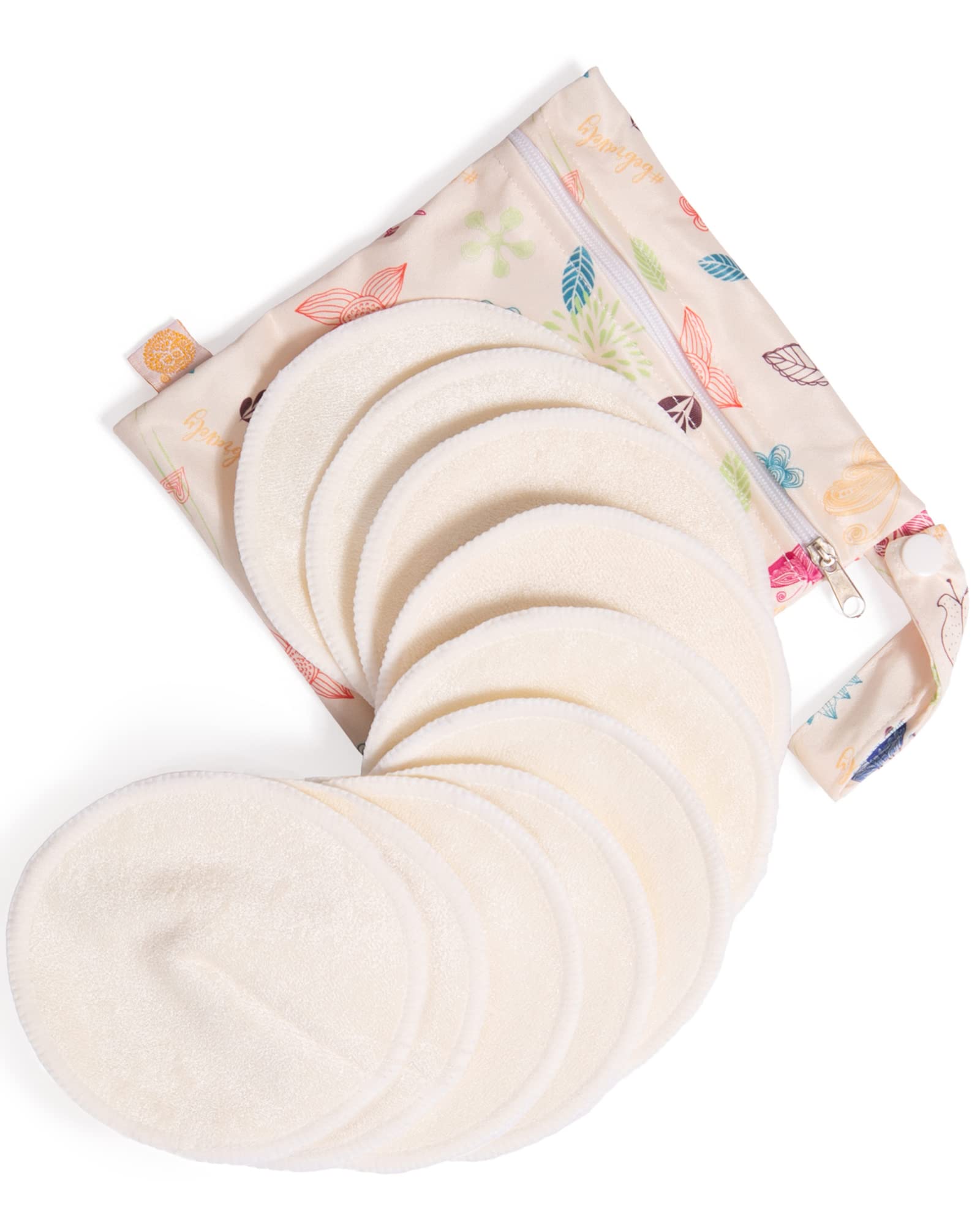 Book Cover Kindred Bravely Organic Reusable Nursing Pads 10 Pack | Washable Breast Pads for Breastfeeding with Carry Bag Regular 10-Count Beige Multicolored