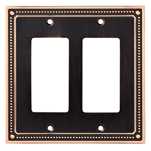 Book Cover Franklin Brass W35065-VBC-C Classic Beaded Double Decorator Wall Plate / Switch Plate / Cover, Bronze with Copper Highlights