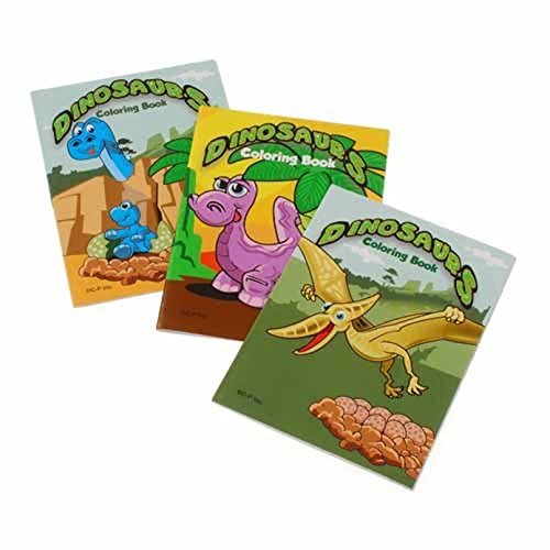 Book Cover U.S. Toy Mini Dinosaur Coloring Books (2-Pack of 12)