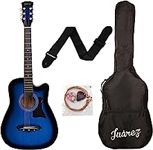 Juarez JRZ38C Acoustic Guitar, 38 Inch Cutaway with Bag (TBS Transparent Blue Sunburst)