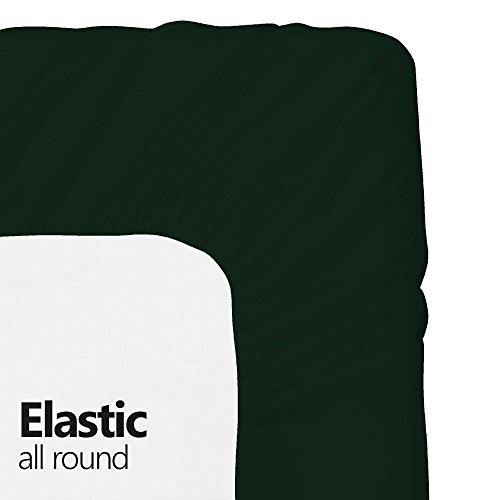 Crescent Bedding Hunter Green Twin Fitted Sheet Only - Soft & Comfy 100% Cotton- Deep Pockets - Hypoallergenic (Twin, Hunter)