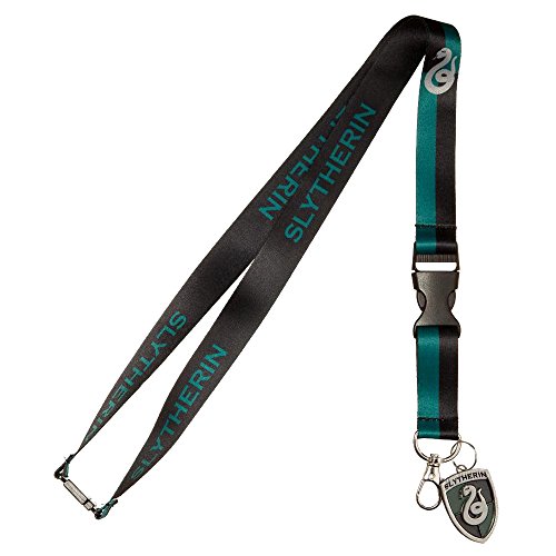 Harry Potter Slytherin House Reversible Breakaway Keychain Lanyard with ID Holder, Metal Charm and Collectible Sticker