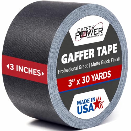 Real Professional Premium Grade Gaffer Tape by Gaffer Power - Made in The USA - Heavy Duty Gaffers Tape - Non-Reflective - Multipurpose - Better Than Duct Tape! 3 Inch X 30 Yards - Black