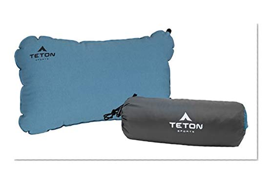 Teton Sports ComfortLite Self-Inflating Pillow; Support Your Neck and Travel Comfortably; Take it on The Airplane, in The Car, Backpacking, and Camping; Washable; Stuff Sack Included