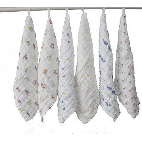Lucear Mouchoir en coton de bébé (6-ballots) avec crocher