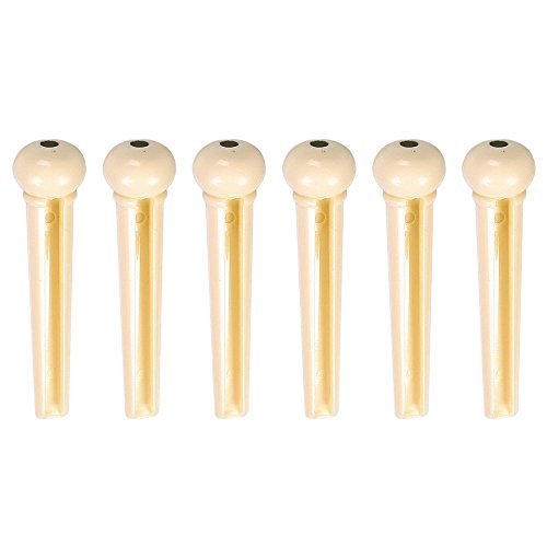 6PCS Acoustic Guitar ABS Plastic Bridge Pins, Ivory With Black Dot