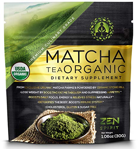 Book Cover Matcha Green Tea Powder Organic - Japanese Premium Culinary Grade, Unsweetened & Sugar Free - USDA & Vegan Certified - 30g (1.06 oz) - Perfect for Baking, Smoothies, Latte, Iced tea & Weight Loss.
