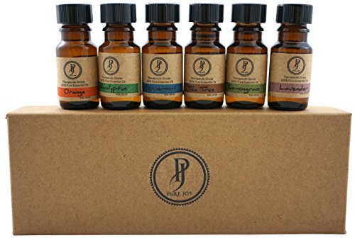 Pure Joy Aromatherapy Premium Kit Top 6 Essential Oils Gift Set 10ml 100% Pure & Therapeutic grade