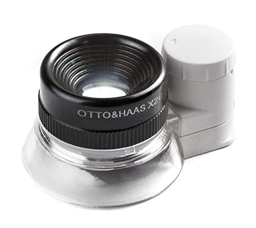 Book Cover Otto&Haas Lighted Jeweler's Loupe Magnifier - 6 LED Illuminated 20X Magnification Loop, Scope Lupe with Light for Coin Collection Supplies, Stamp Collecting, Eye-Piece for Close Work, Collector's Gift