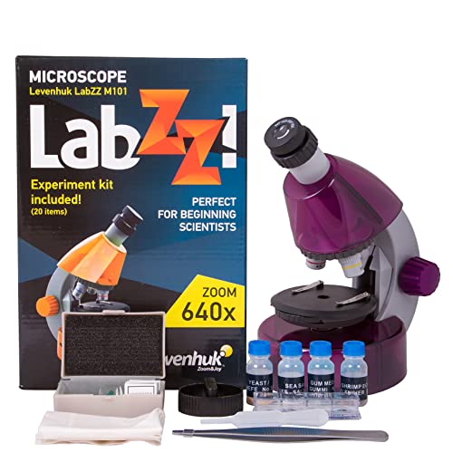 Levenhuk LabZZ M101 Amethyst Microscope for Kids with Experiment Kit â€“ Choose Your Favorite Color