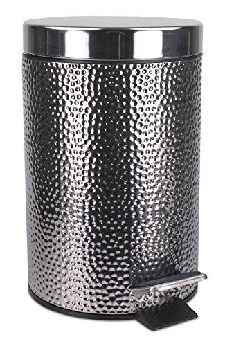 Book Cover Home Basics Deluxe Hammered Stainless Steel Bathroom Accessories, Office, Bedroom, Decorative 3 Liter Waste Basket