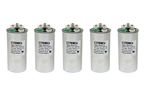 TEMCo 35+5 uf/MFD 370-440 VAC volts Round Dual Run Capacitor 50/60 Hz AC Electric - Lot -5 (Optional uf/MFD, Voltage and Lot Quantities Available)