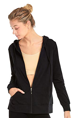 Sofra Women's Thin Cotton Zip Up Hoodie Jacket