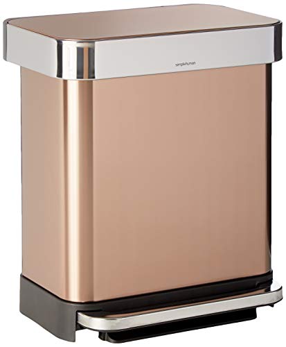 Book Cover simplehuman 30 Liter Rectangular Trash can, Rose Gold Stainless Steel