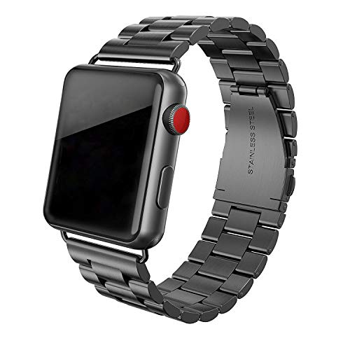 SWEES Compatible with Apple Watch Bands 49mm 45mm 42mm 44mm, Solid Stainless Steel Link Metal Replacement Wristband Compatible for iWatch Ultra Series 8 7 6 5 4 3 2 1 SE Sports Edition Men Women, Black