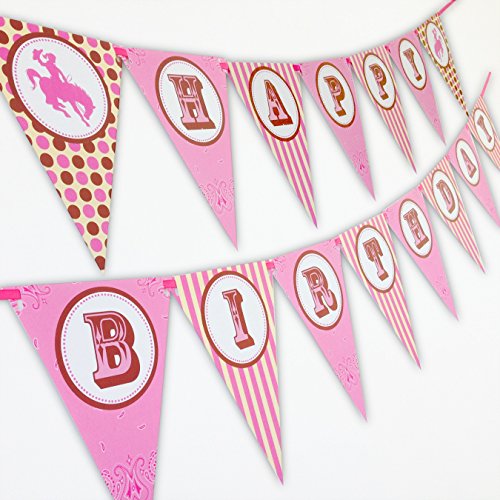 Book Cover Cowgirl Happy Birthday Banner Pennant