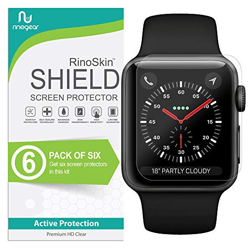 Book Cover (6-Pack) Apple Watch 42mm Screen Protector (Series 3 2 1) RinoGear Case Friendly iWatch Screen Protector for Apple Watch Series 3 42mm Accessory Clear Film