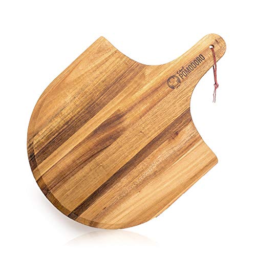 Chef Pomodoro All Natural Acacia Wood Pizza Peel, Charcuterie Board Pizza Spatula Paddle for Baking Homemade Pizza and Bread - Oven or Grill Use