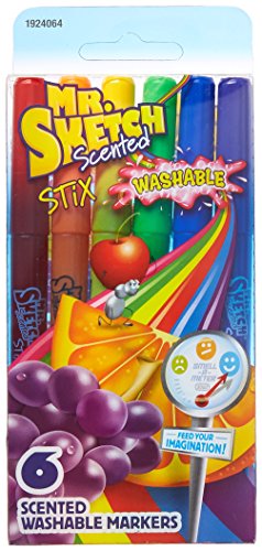 Book Cover Mr. Sketch 1924064 Stix Washable Scented Markers, Fine-Tip, 6-Count,Assorted Colors