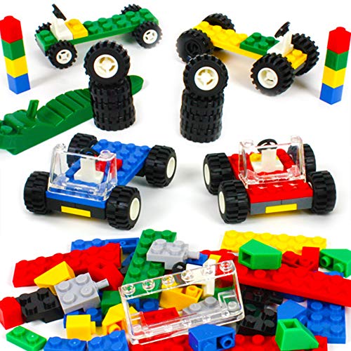 Book Cover Brickyard Building Blocks 135 Pieces Wheels, Tires, and Axles - Building Bricks Compatible Set Includes Steering Wheels, Windshields, and Colorful Brick Building Chassis Pieces (135 pcs)