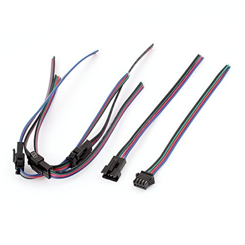 MagicW 20 Pair 4 Pin 4P JST SM Connector Male to Female JST SM Plug Connector Cable for RGB LED Light Strip 5050/3528