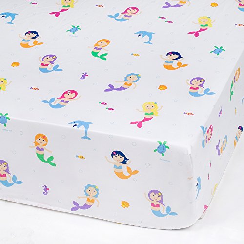 Wildkin Microfiber Fitted Crib Sheet for Boys & Girls, Crib Sheets Measures 52 x 28 Inches, Soft & Breathable Fabric Crib Sheets for Kids, Fits Standard Crib Mattress (Mermaids)