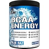 Evlution Nutrition BCAA Energy - Essential BCAA Amino Acids, Vitamin C & Natural Energizers for Performance, Immune Support, Muscle Building, Recovery, B Vitamins, Pre Workout, 30 Serve, Blue Raz