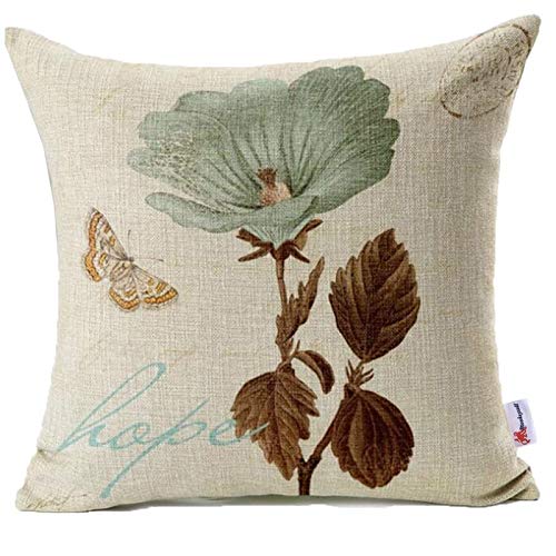 Book Cover Monkeysell Lotus Leaf Butterfly Flowers Hope Pattern Cotton Linen Throw Pillow Case Cushion Cover Home Sofa Decorative 18 X 18 Inch (S042A1)